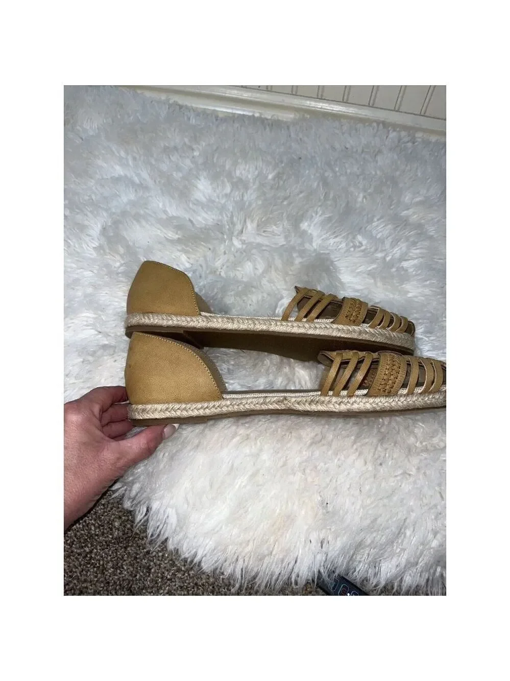 FRANCESCA'S Tan Huarache Summer Espadrille Flats size 10 new